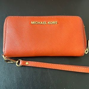 Michael Kors Continental Zip Around Wallet Orange
